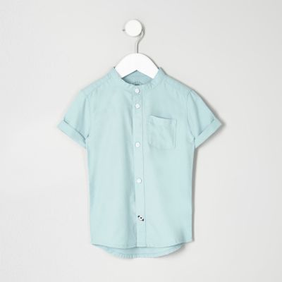 Mini boys turquoise grandad Oxford shirt